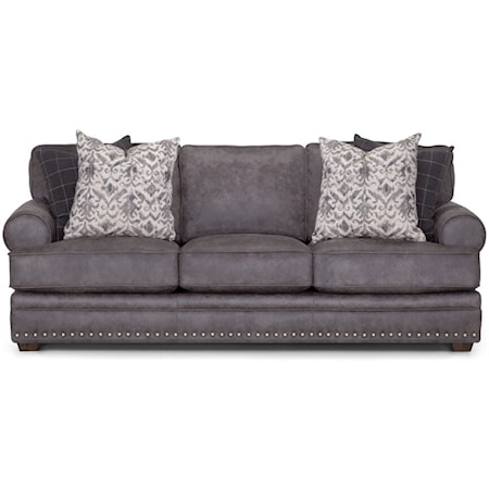Transitional Stationary Sofa with Nail-Head Trim