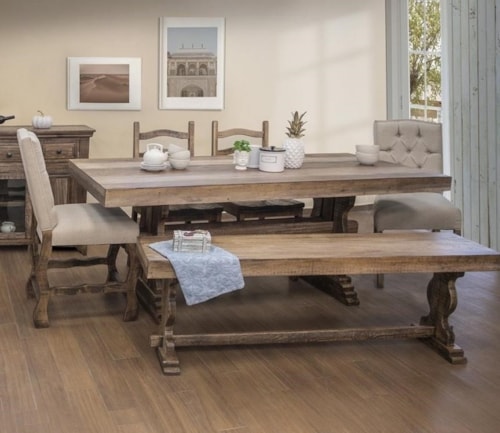 Farmhouse 6-Piece Counter Height Dining Set with Bench
