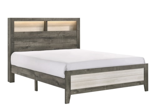 Queen Platform Bed with Headboard Shelves