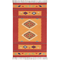3'6" x 5'6" Yellow/Red Rectangle Rug