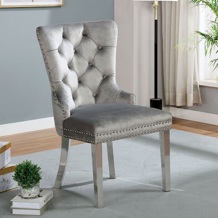 Contemporary Wingback Accent Chair with Nailhead Trim