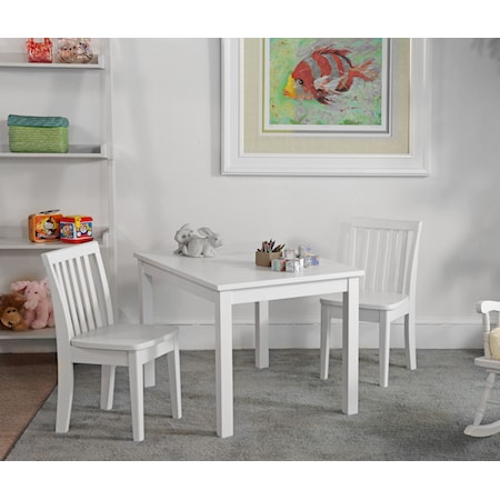 Juvenile Table and Chairs in White