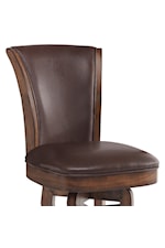 Armen Living Raleigh 30" Bar Height Swivel Barstool in Rustic Cordovan Finish with Brown Bonded Leather