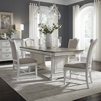 5-Piece Traditional Trestle Table Dining Set with 20" Leaf