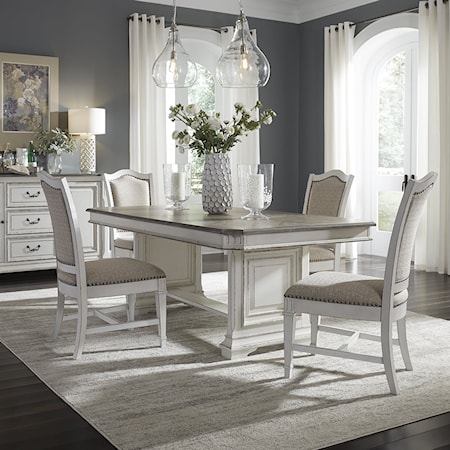 5-Piece Trestle Table Dining Set