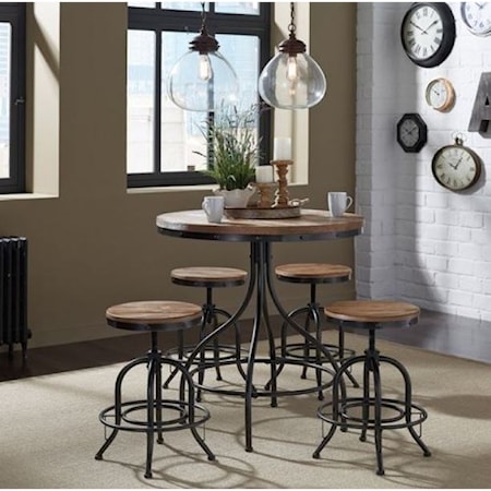 5-Piece Pub Table and Adjustable Stool Set