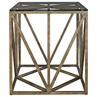 Transitional Square End Table with Tempered Glass Top