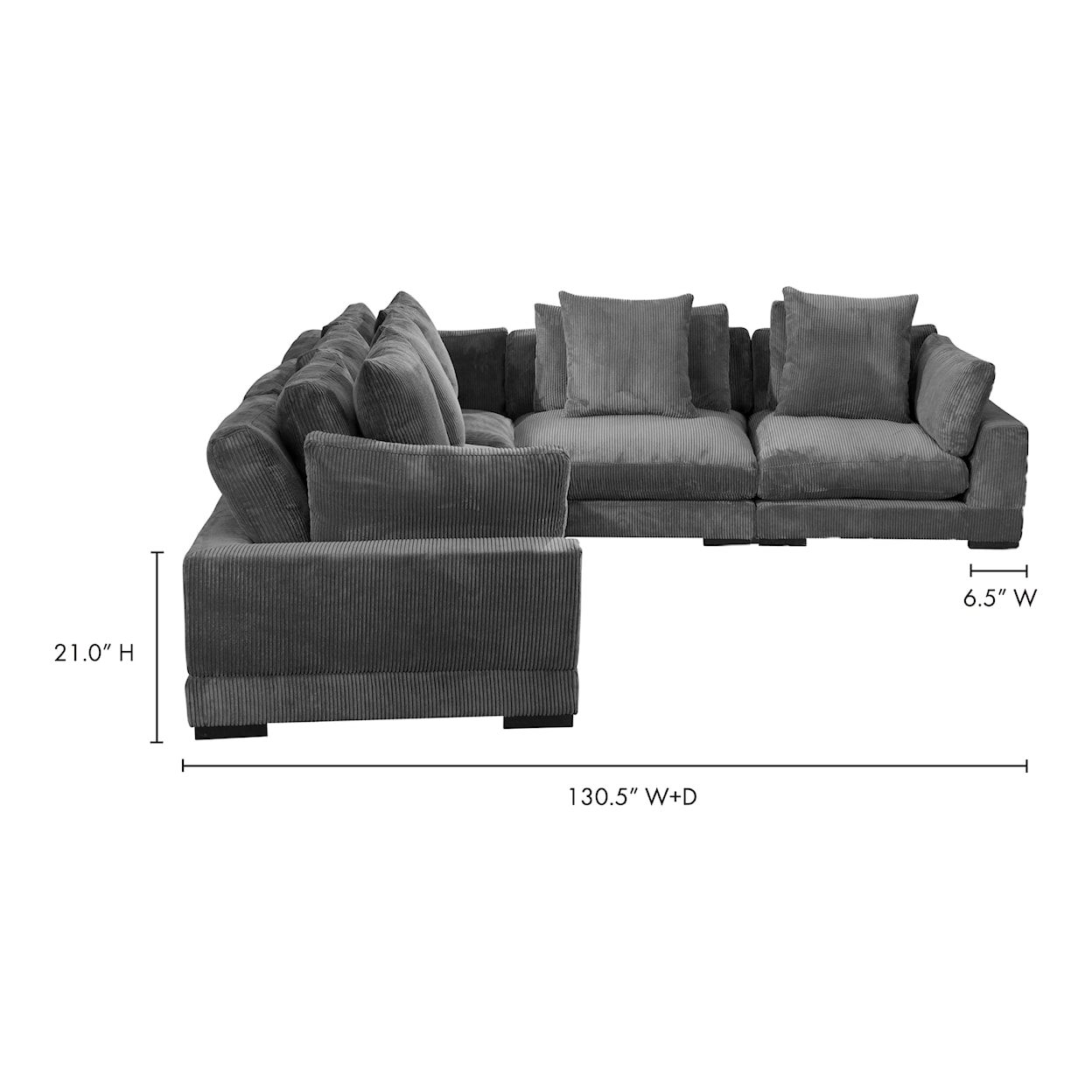 Moe's Home Collection Tumble Tumble Classic L Modular Sectional Charcoal