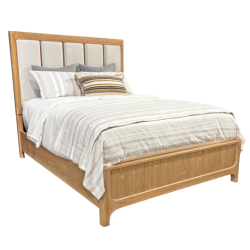 Transitional Queen Panel Bed with Upholstered Headboard