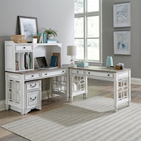 Modern Farmhouse L-Shaped Desk Set with Hutch