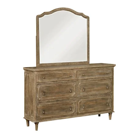 Relaxed Vintage Dresser and Mirror Set with Sandstone Finish