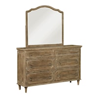Relaxed Vintage Dresser and Mirror Set with Sandstone Finish