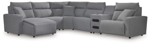 6-Piece Reclining Sectional With Chaise And Audio Console