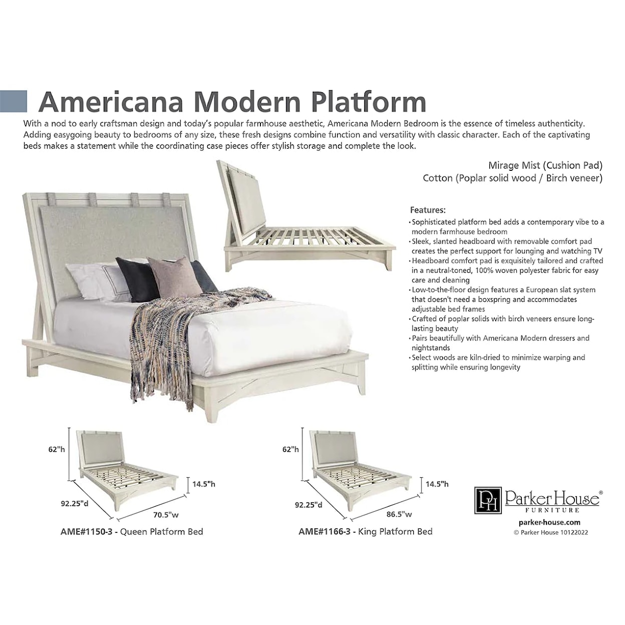 PH Americana Modern Queen Platform Bed