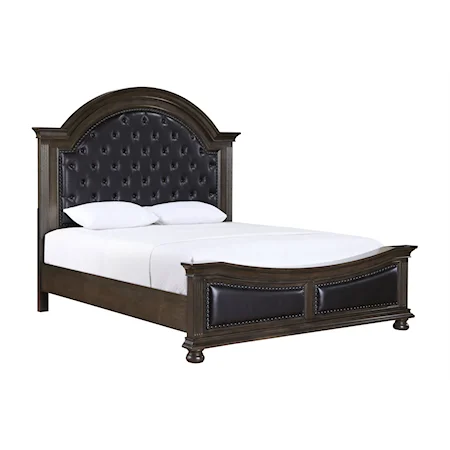 Transitional Upholstered Queen Bed with Tufting