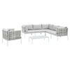 Modway Harmony Outdoor 7-Piece Aluminum Sectional Sofa Set