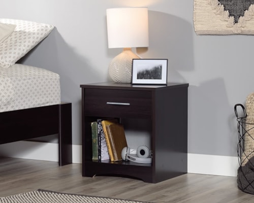 Transitional 1-Drawer Nightstand with Lower Storage Shelf