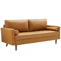 Valour Mid-Century Modern Upholstered Faux Leather Sofa - Tan