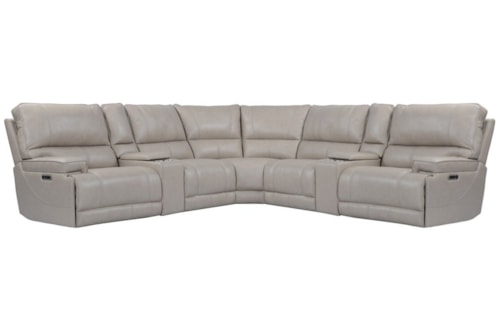 Casual Cordless 7-Piece Power Reclining Sectional Sofa with Power Headrests