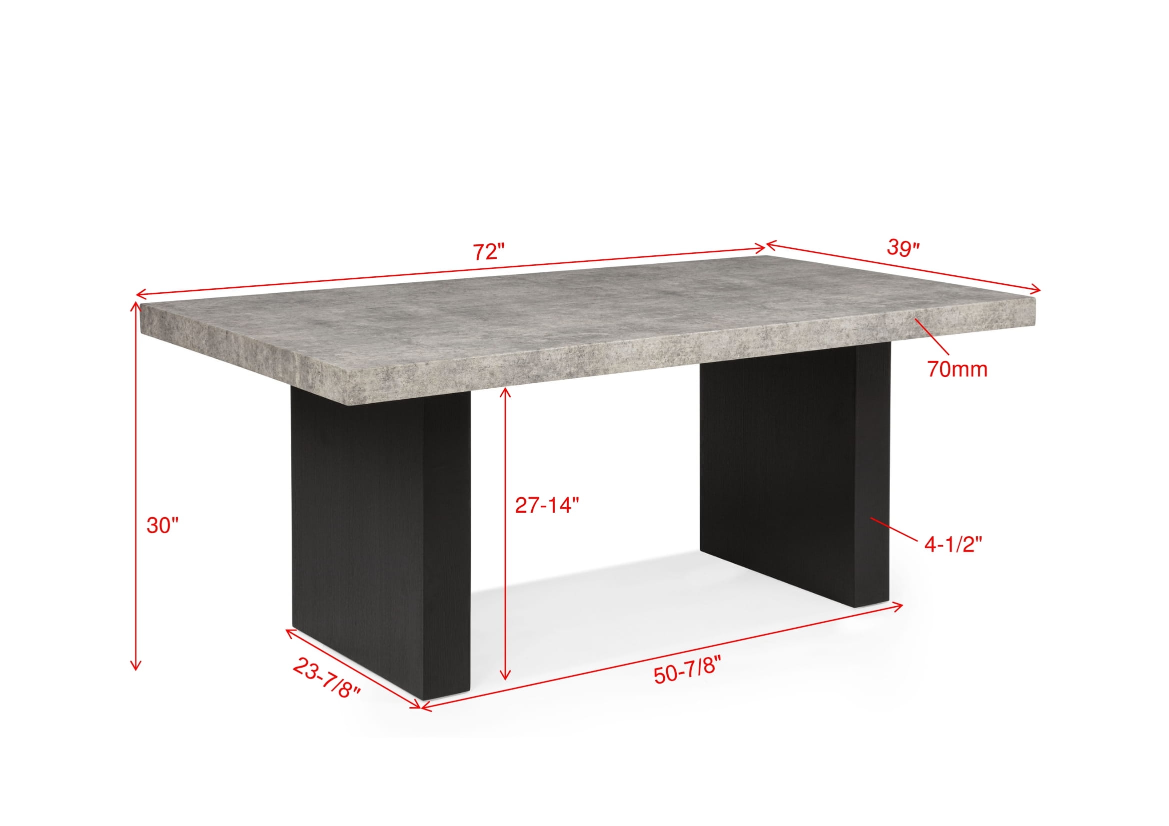 Crown Mark SEBASTIAN Rectangular Dining Table with Stone Top