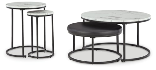 Occasional Nesting Table Set with Faux Marble Tops