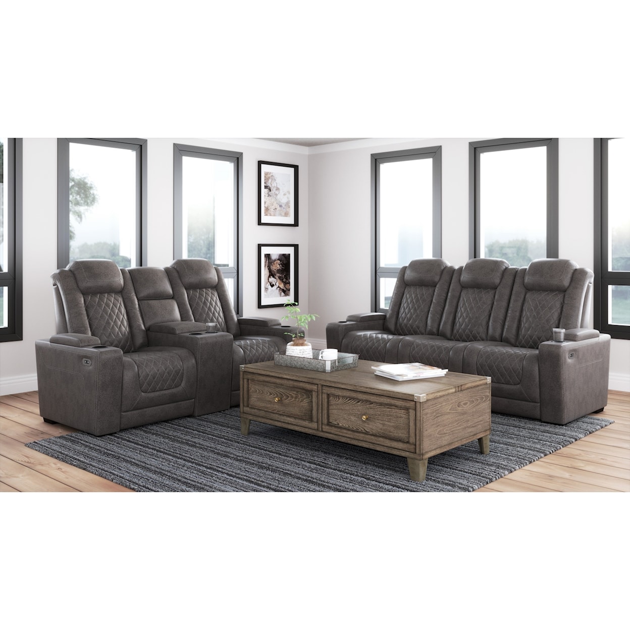 Signature Design by Ashley Hyllmont Power Reclining Sofa with Adj Headrests
