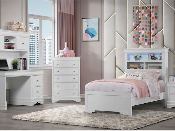 Twin Bed with Desk, Nightstand and Chest