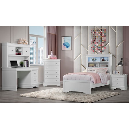 Twin Bed with Desk, Nightstand and Chest