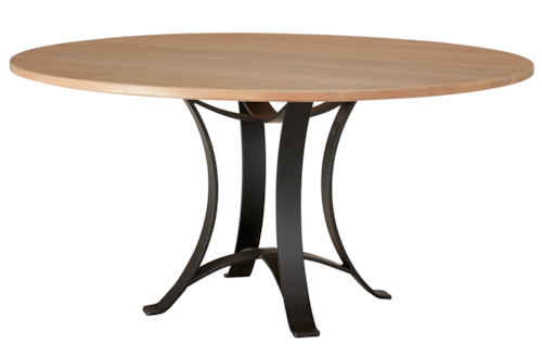 Transitional 48" Round Dining Table with Metal Pedestal Base
