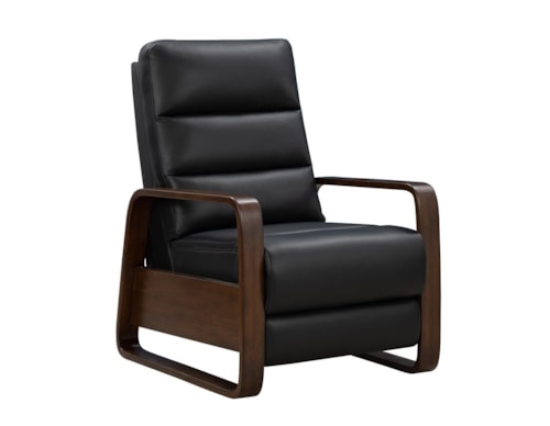 Transitional Push Back Recliner with Wood Frame