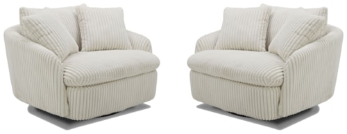 Casual Oversized Swivel Chair with Toss Pillows (Set of 2)