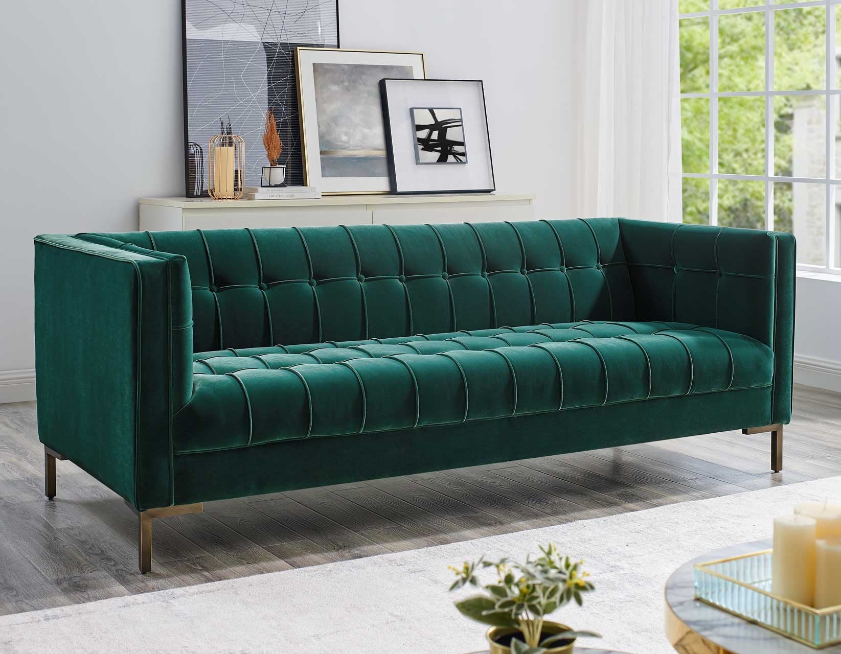Steve Silver Isaac Green Velvet Sofa