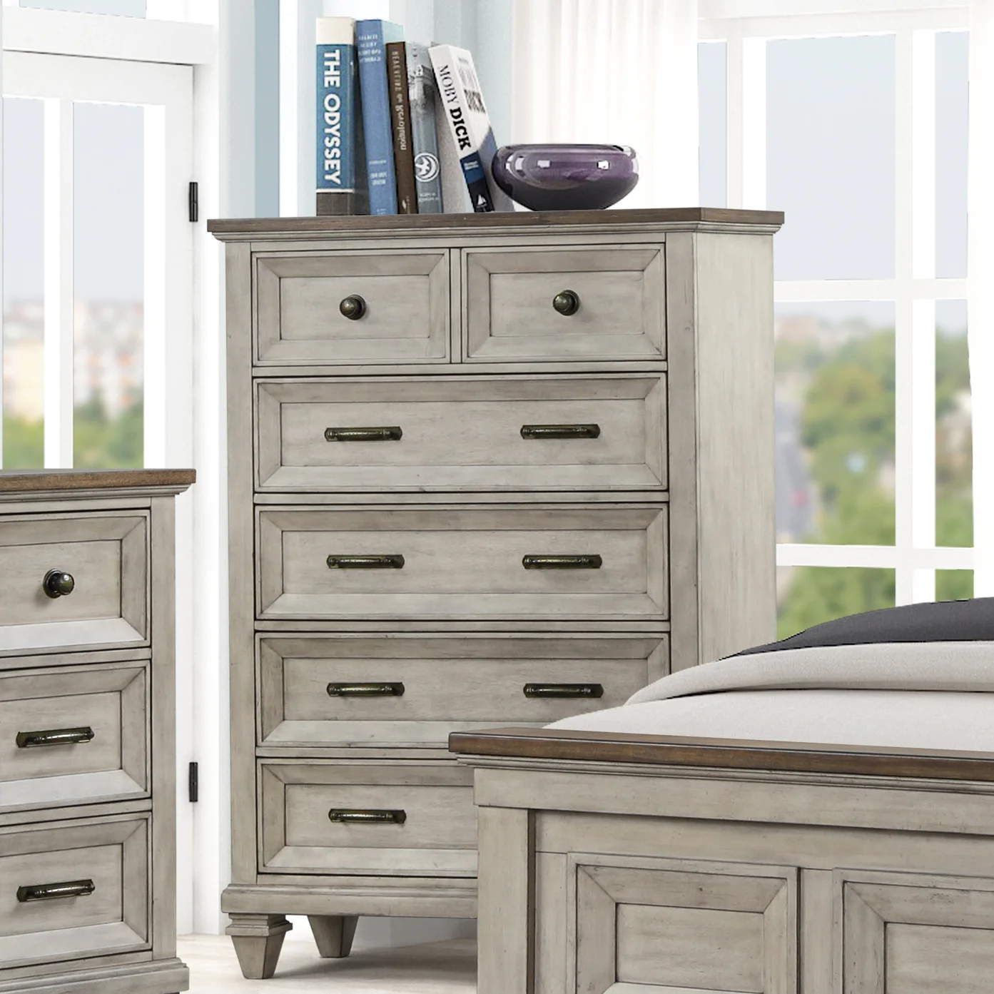 New Classic Mariana 319244700 Transitional 6Drawer Chest Schewels Home Chest Chest of Drawers
