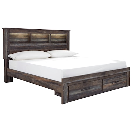 King Bookcase Bed with Footboard Drawers