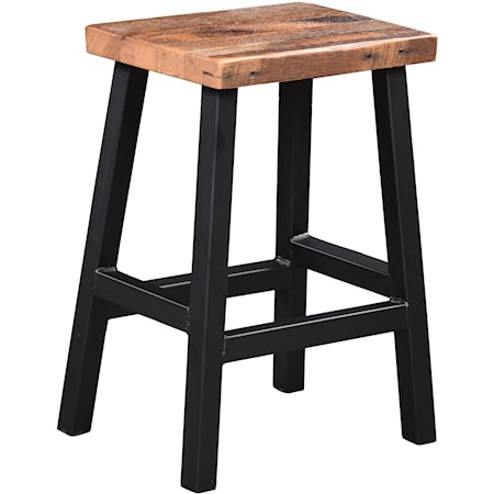 24" Barstool with Black Metal Base