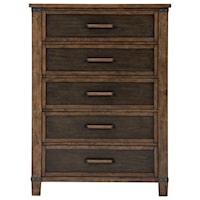 Two-Tone Finish Mango Veneer 5-Drawer Chest