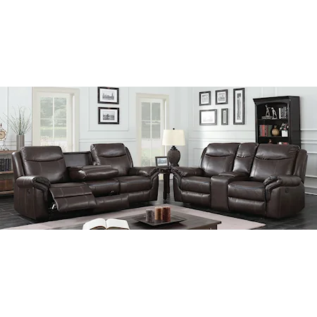 Transitional Reclining Sofa and Loveseat Set with Reclining Chair