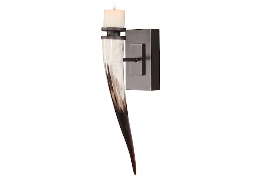 Accessories - Candle Holders Romany Horn Candle Sconce by Uttermost at Wayside Furniture & Mattress