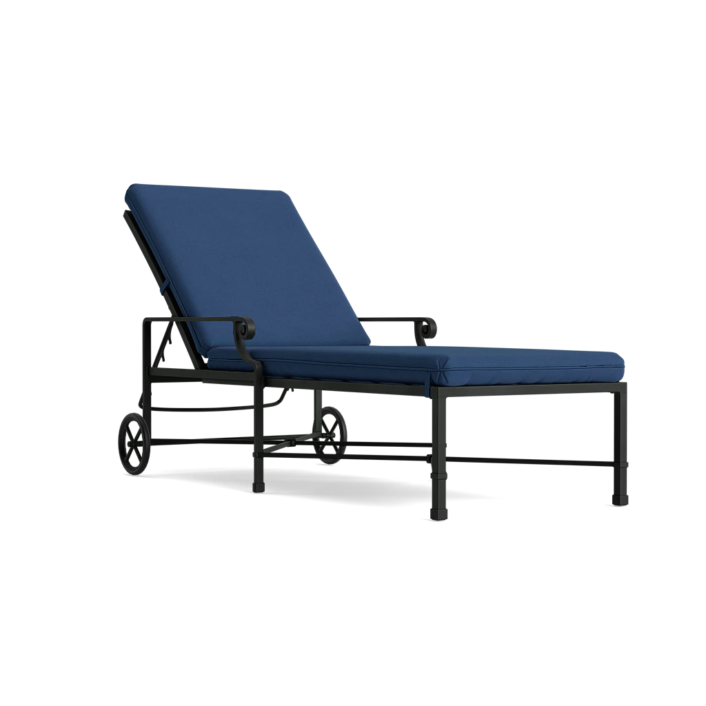 Adj. Scroll-Arm Chaise Lounge w/Wheels