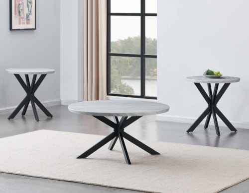 Keyla 3-Piece Contemporary Faux-Marble Occasional Set