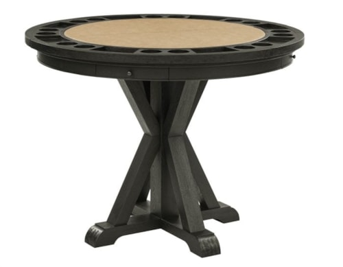 Rustic Counter Height Table with Folding Game Top - Black