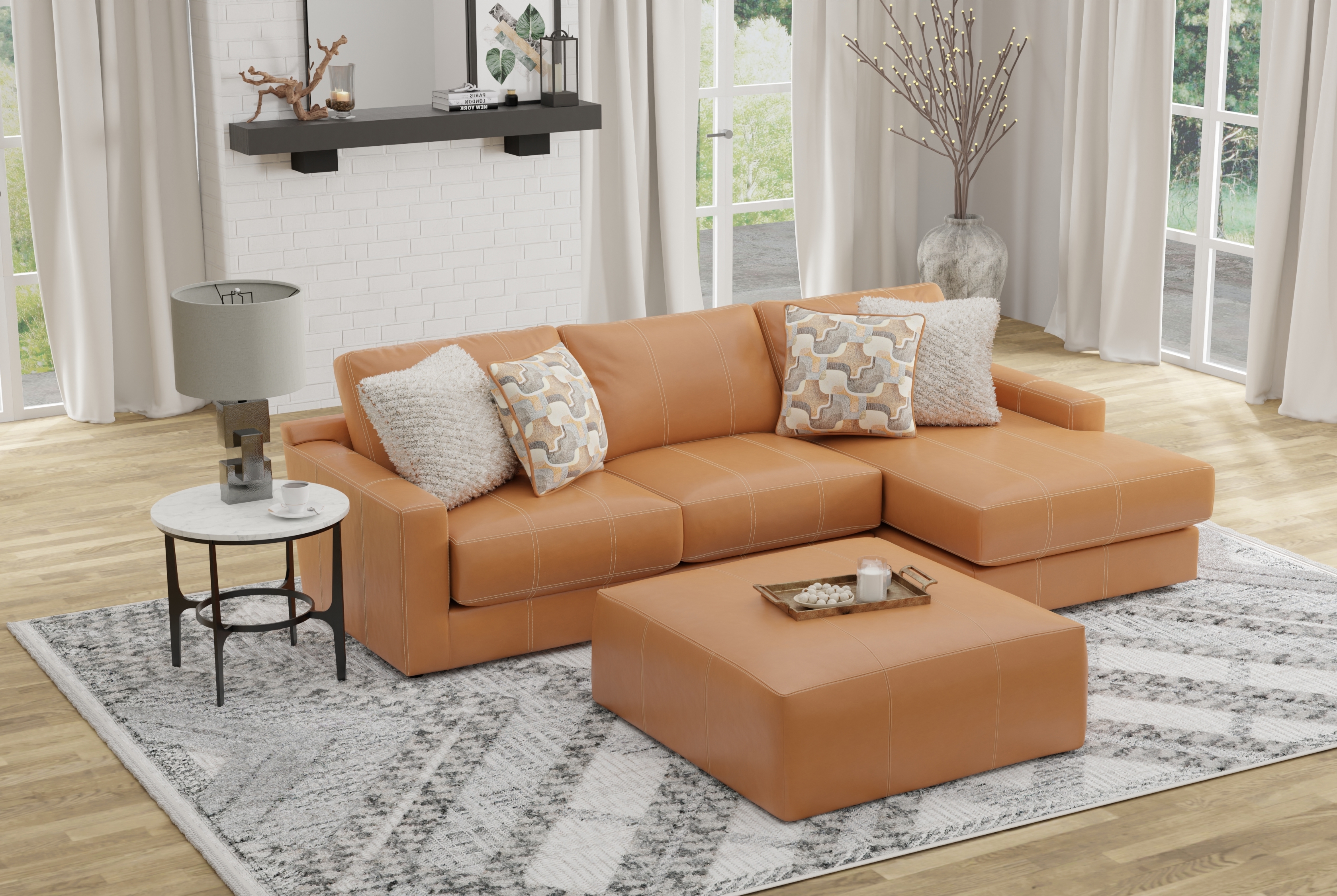 Jackson Furniture Minori 3-Piece Sectional Sofa with Cocktail Ottoman