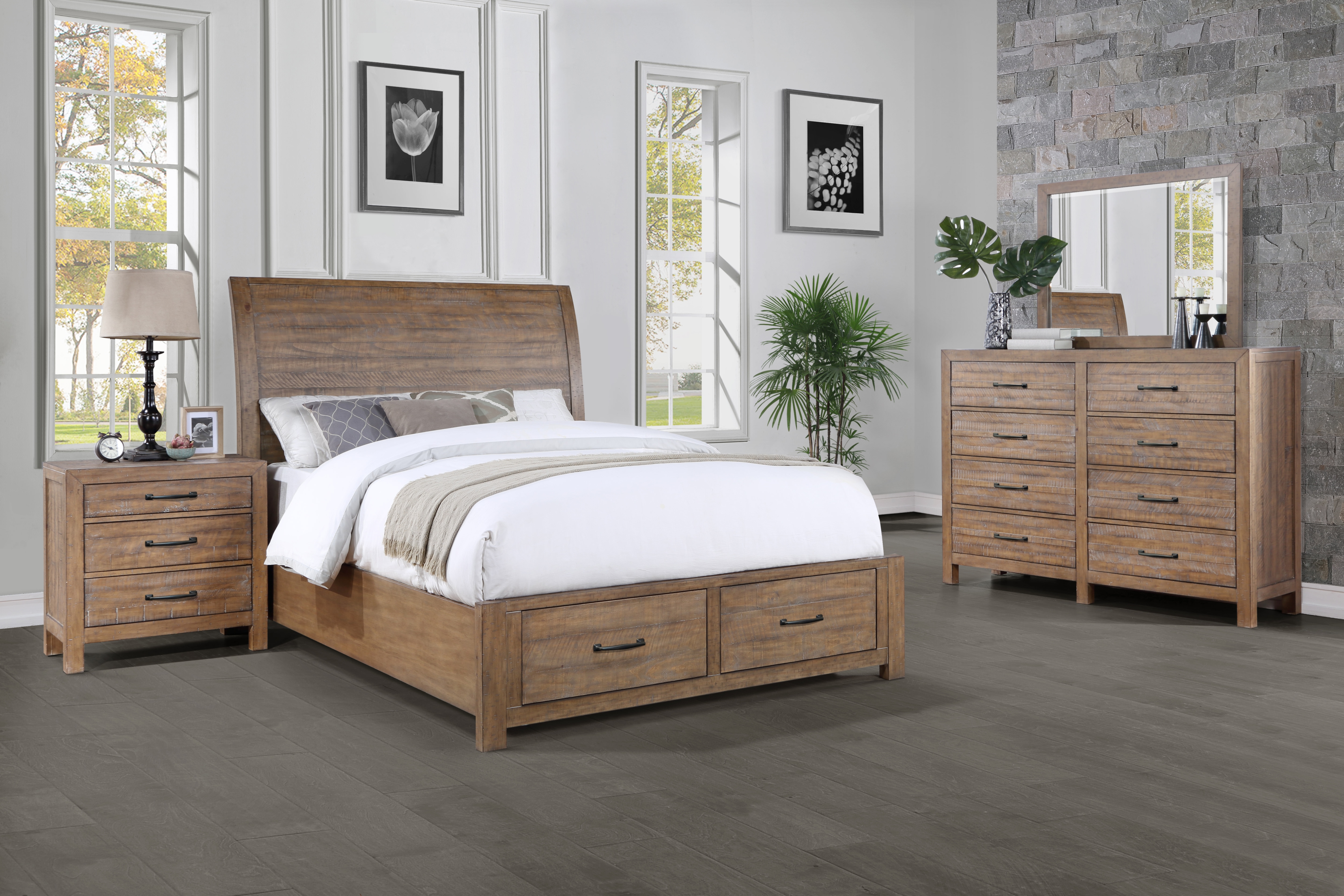 Winners Only Andria BA2001QS Transitional Queen Sleigh Bed with Footboard Storage Arwood's