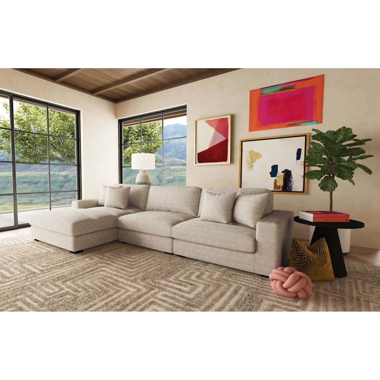 Elements International Arizona 3-Piece Sectional Sofa