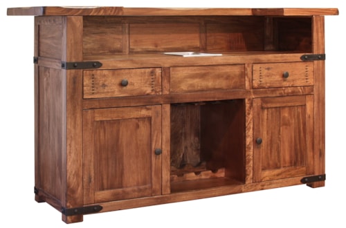 Rustic Wood Bar with Stainless Steel Tub
