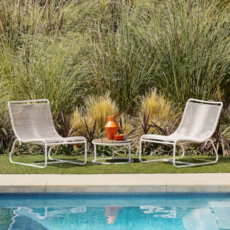 3-pc. Rope Lounge Chair Set w/Teak Top Table