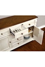 Furniture of America Sabrina Cottage Dining Server with 6 Drawers and Interior Shelving