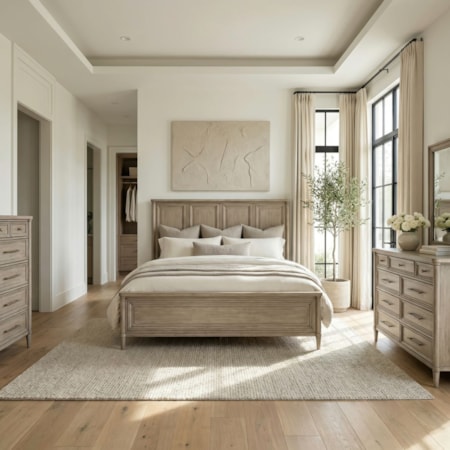 Queen Bed Set w/Chest, Dresser & Mirror
