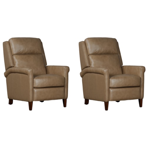 Transitional High Leg Manual Push Back Recliner (Set of 2)