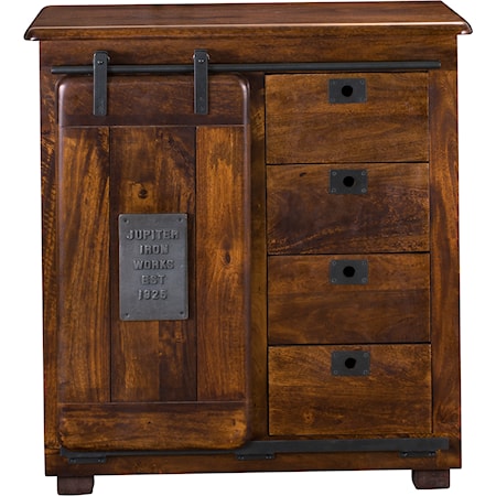 Rustic 4-Drawer 1-Door Cabinet